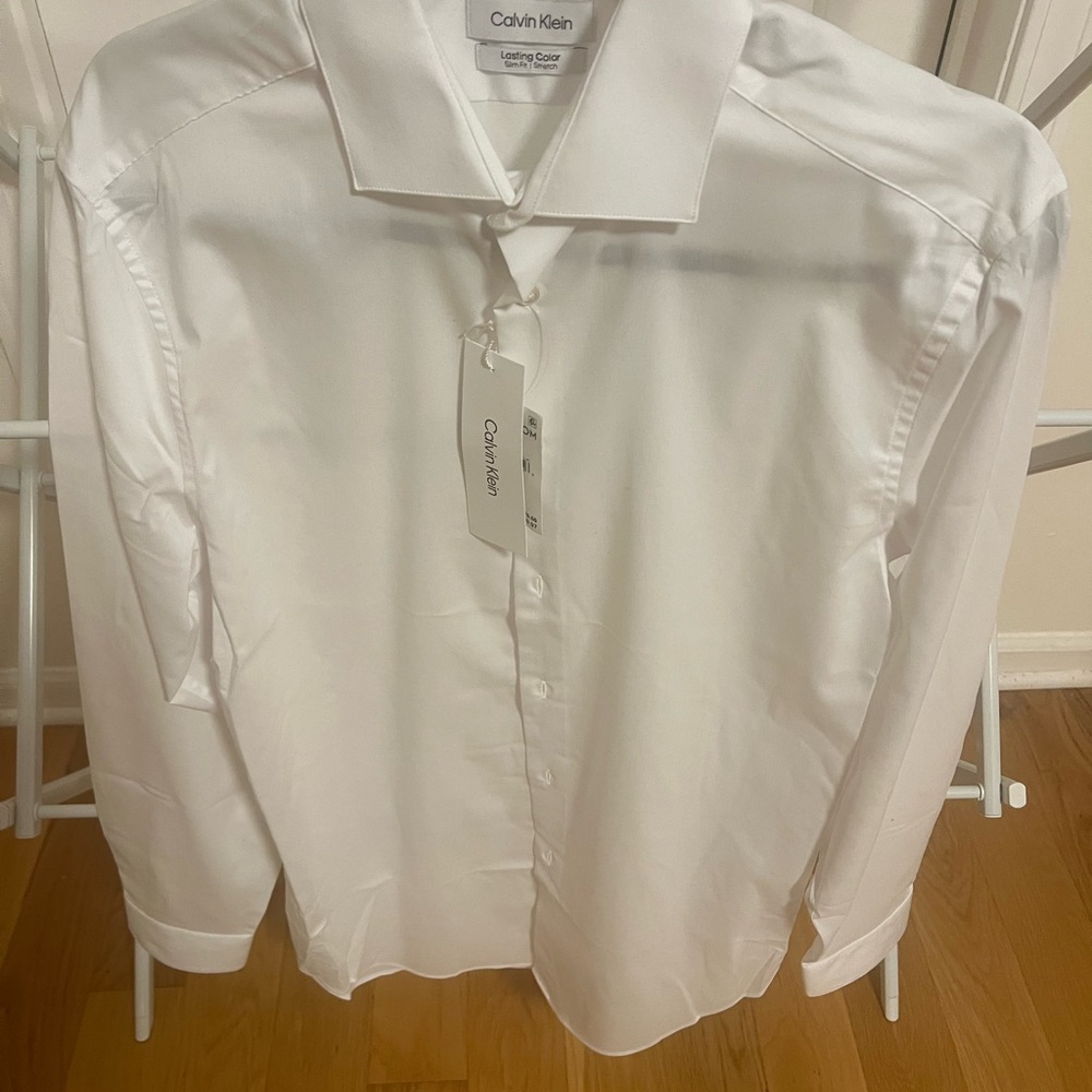Calvin Klein Men's Crisp White Slim Fit Dress Shirt